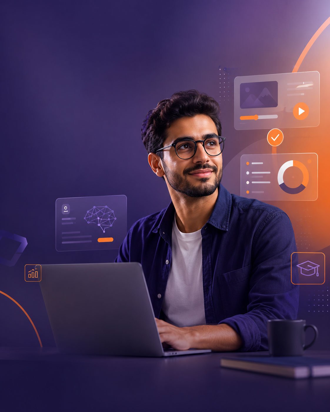 طالب يتعلم من خلال منصة D-Index Courses